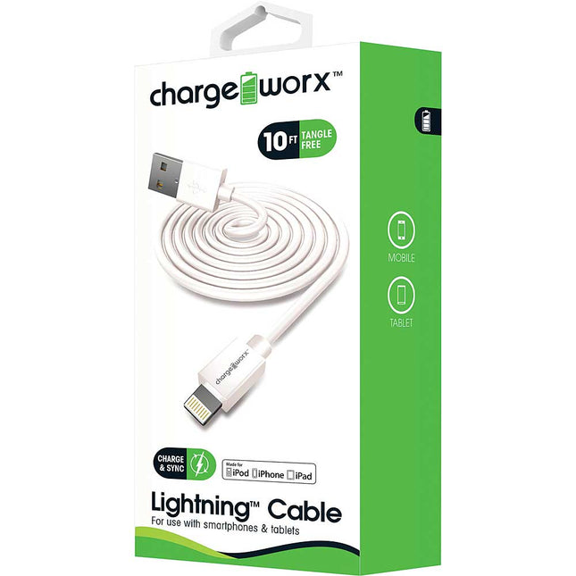 10ft Lightning Sync & Charge Cable, White