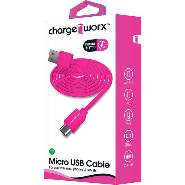 3ft Micro USB Sync & Charge Cable, Pink