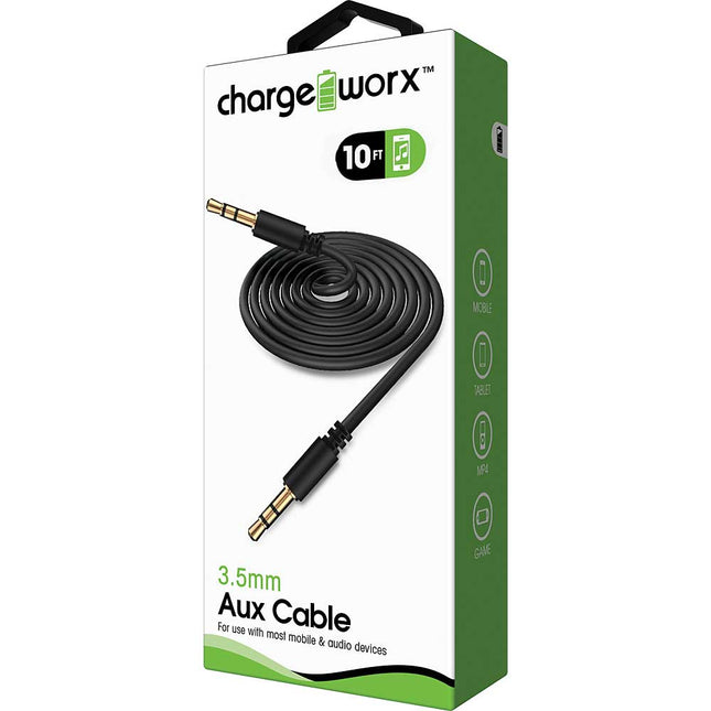 10ft Aux Audio Cable, Black