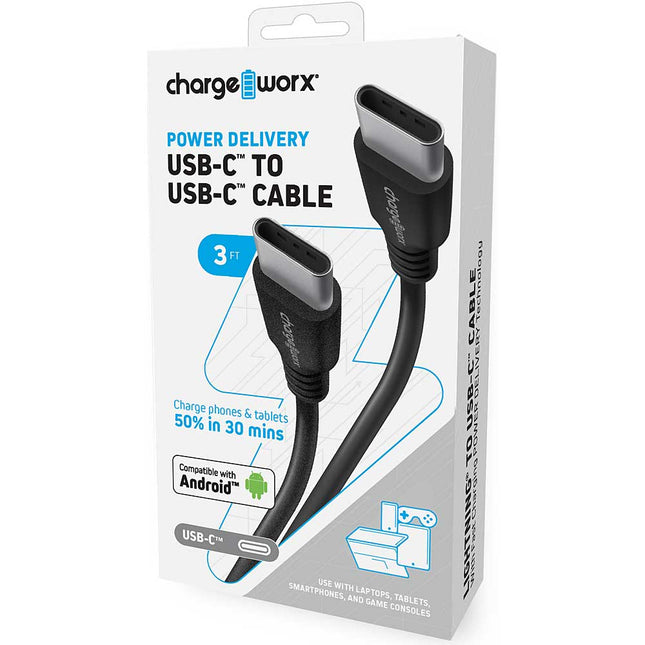 3 FT USB-C™ to USB-C™ Cable with Fast Charging POWER DELIVERY Technology, Black