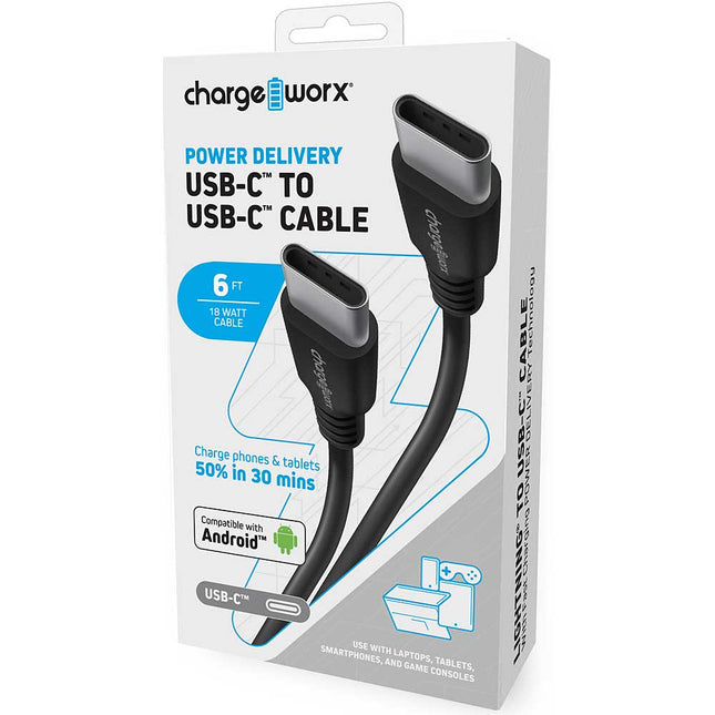 6 FT USB-C™ to USB-C™ Cable with Fast Charging POWER DELIVERY Technology, Black