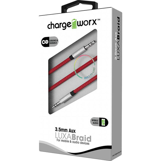LUXABraid Aux Audio Cable, Red