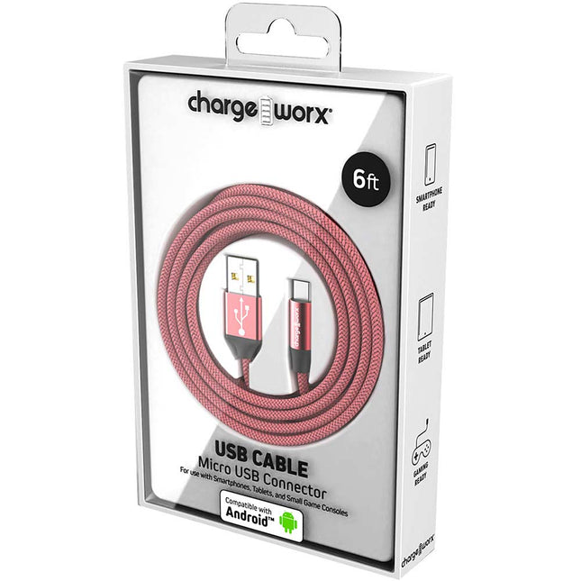 6 FT Micro USB Cable, Coral