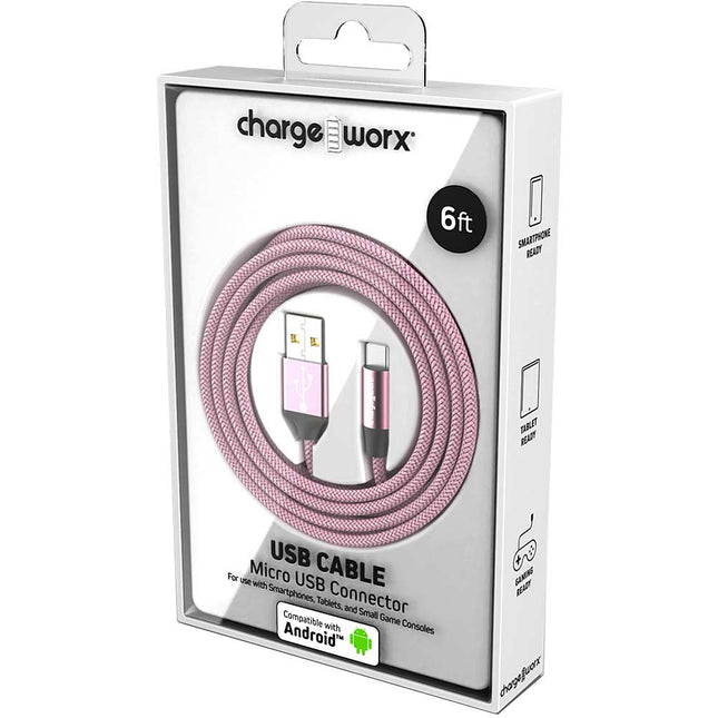 6 FT Micro USB Cable, Light Pink