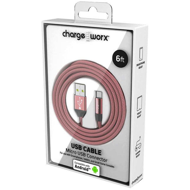 6 FT Micro USB Cable, Rose Gold