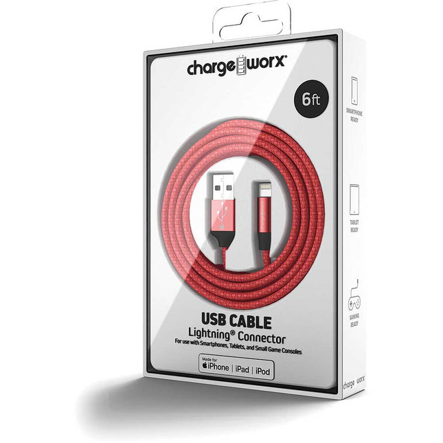 6 FT Lightning Cable, Coral