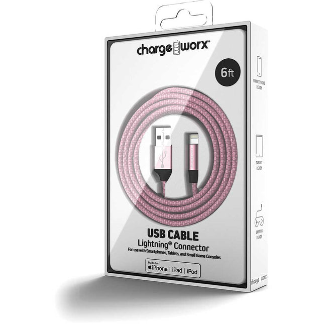 6 FT Lightning Cable, Light Pink