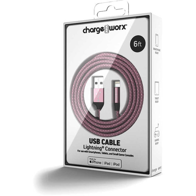 6 FT Lightning Cable, Rose Gold