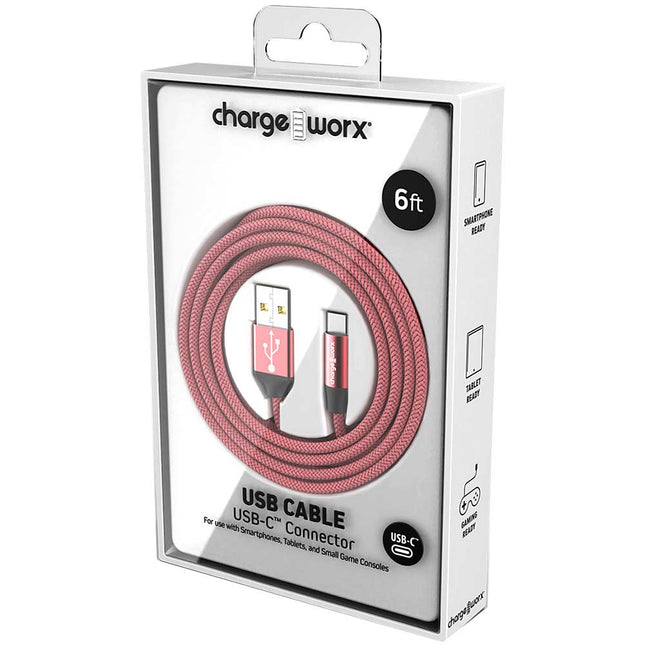 6 FT USB-C Cable, Coral