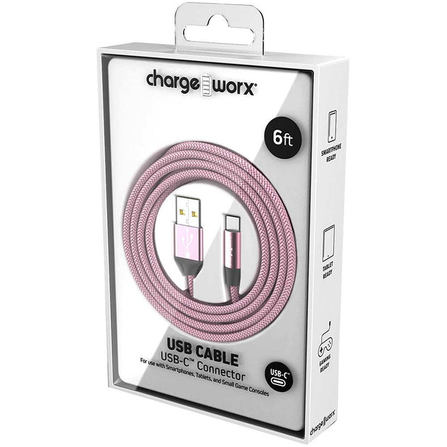 6 FT USB-C Cable, Light Pink