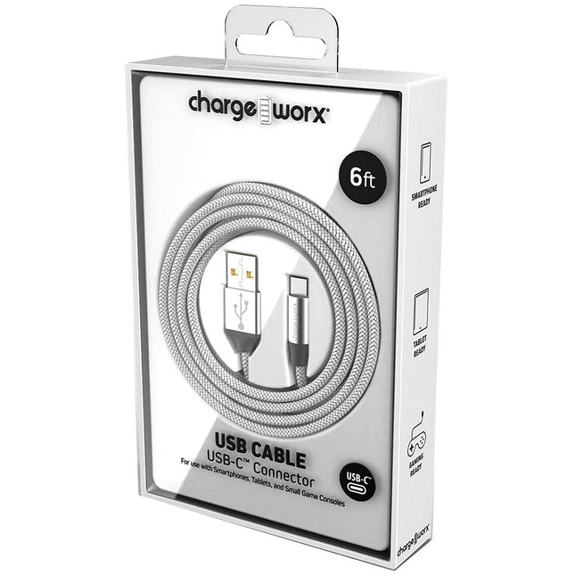 6 FT USB-C Cable, Silver