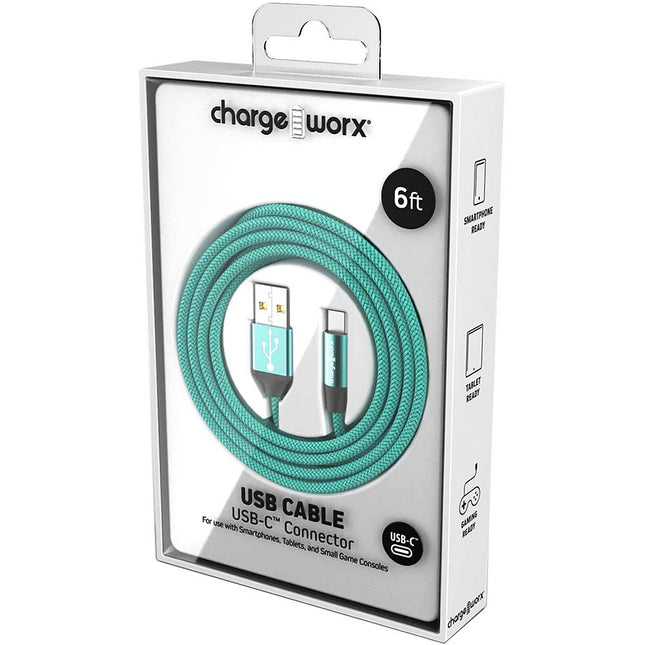 6 FT USB-C Cable, Teal