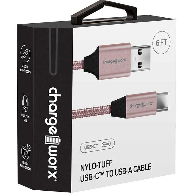 NYLO-TUFF USB-C™ to USB-A Cable, Rose Gold