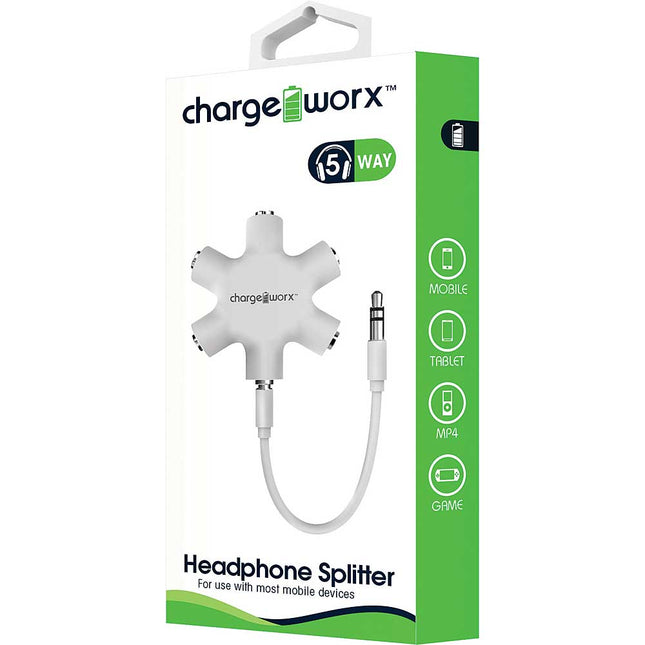 5-Way Headphone Splitter,White