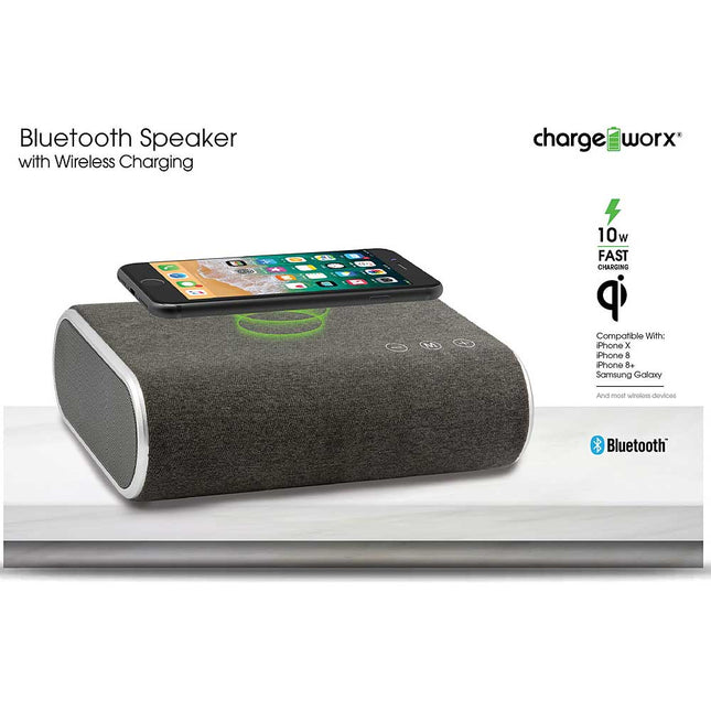 Bluetooth Speaker with Wireless Charging, Grey