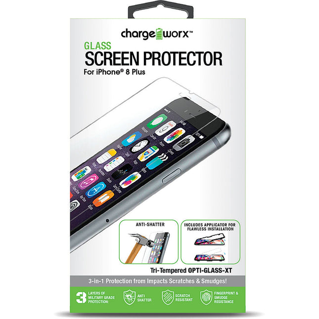 iPhone 8+, Glass Screen Protector, 1 pk