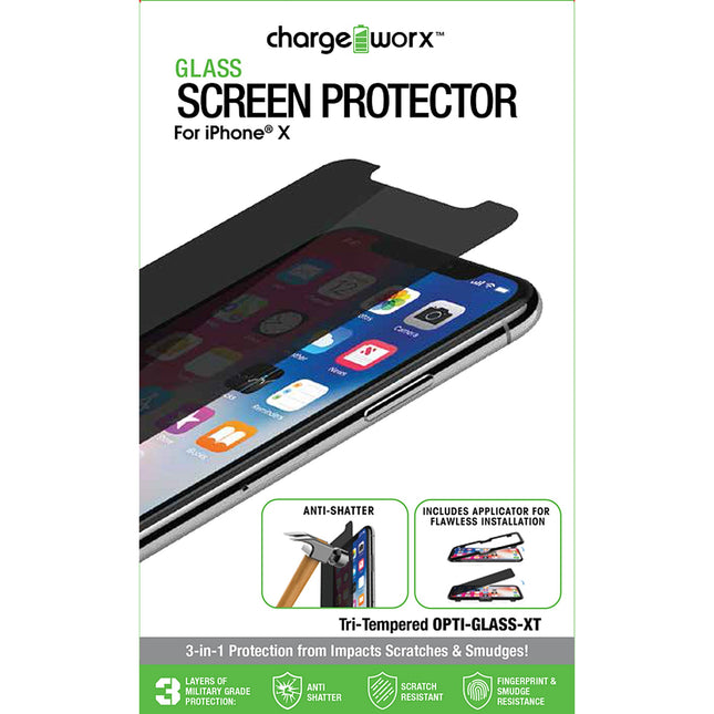 iPhone X, Privacy Glass Screen Protector, 1 pk