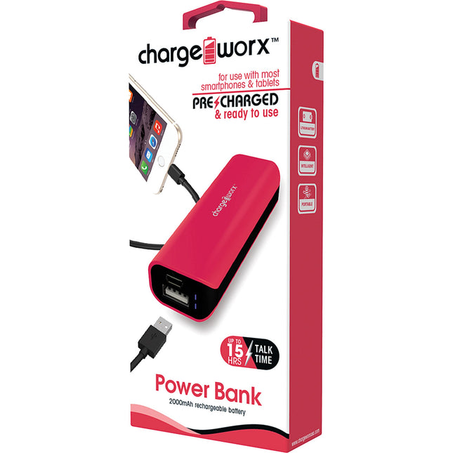 2000mAh Power Bank, Red