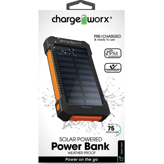 10000mAh Premium Solar Power Bank with built-in dual USB ports, Black