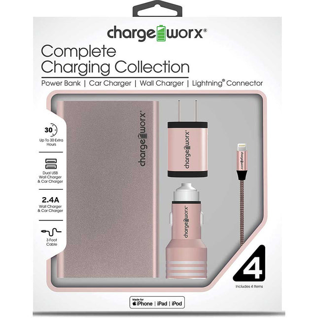 Metallic Complete Charging Collection w/Lightning Cable, Rose Gold