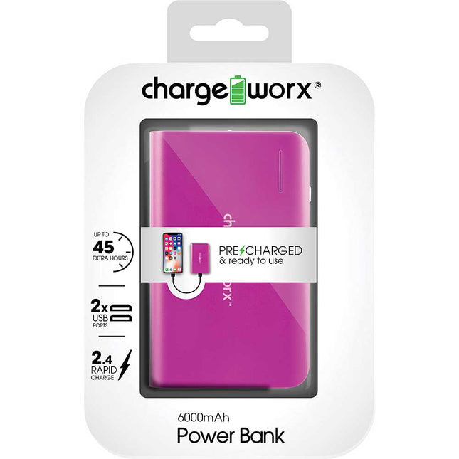 6,000mAh Power Bank, Pink