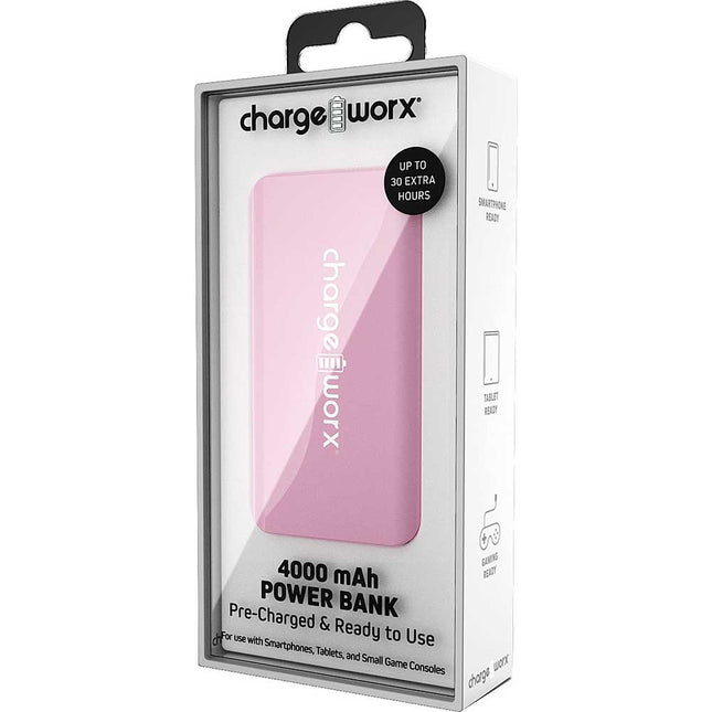 4000 mAh Pre-Charged & Ready to Use Power Bank, Light Pink