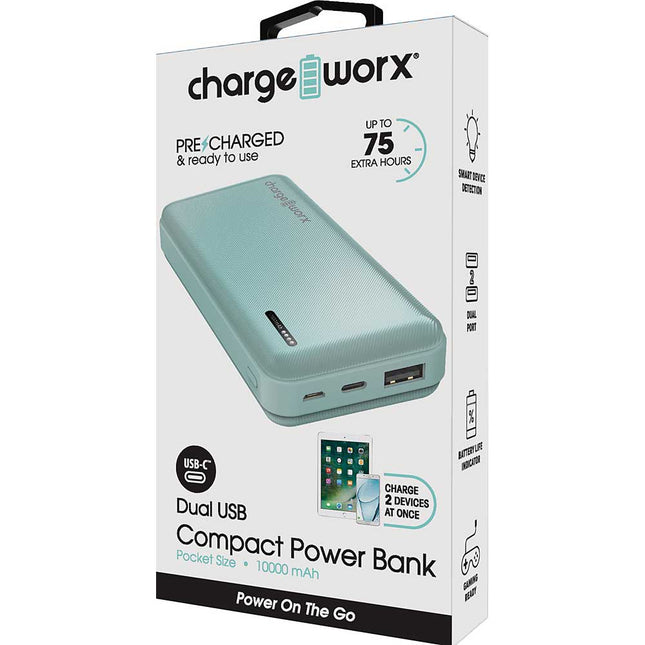 10000mAh Dual USB Slim Power Bank, Mint