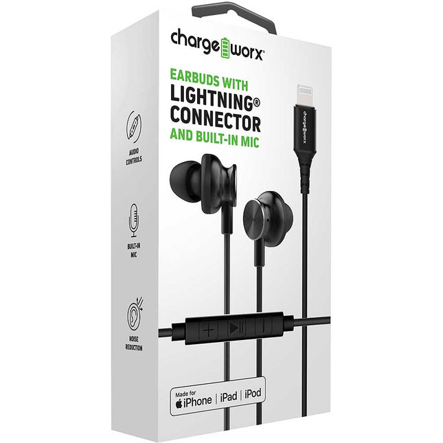 Lightning Earbuds with Built in Mic, Black