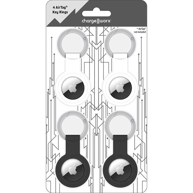 Tracking Keychain Designed for Apple Airtag 4 Packs, Black/White