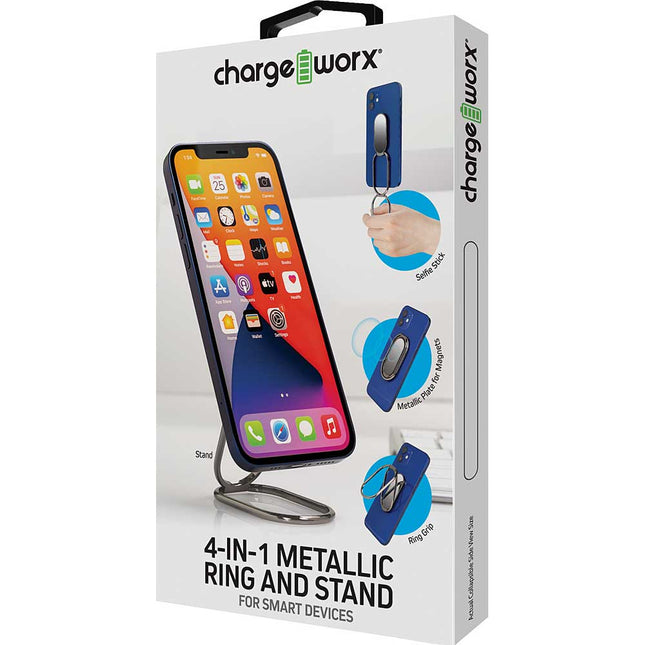 4-In-1 Metallic Ring and Stand for Smart Devices