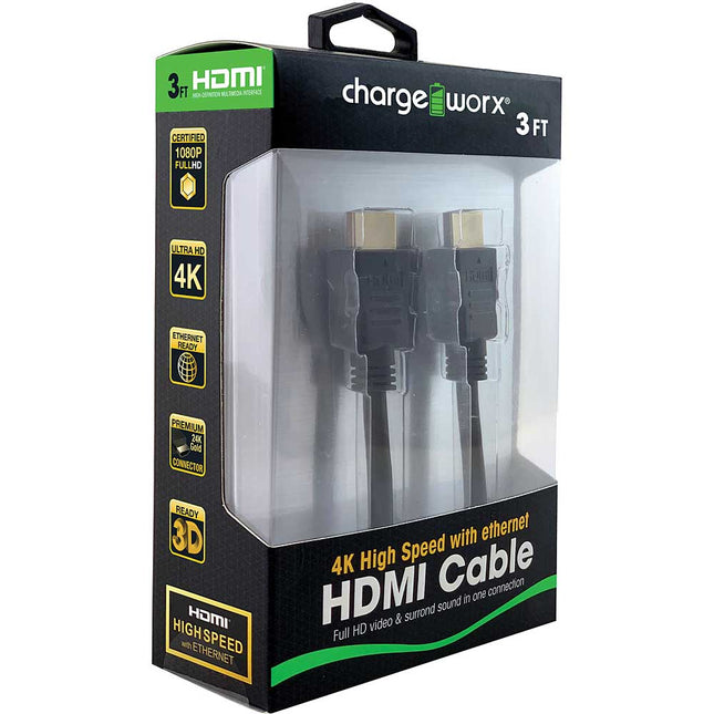 High Speed HDMI Cable w/Ethernet, 3 FT