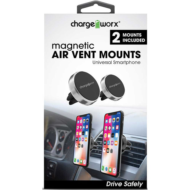 2 Magnetic Air Vent Mounts, Silver