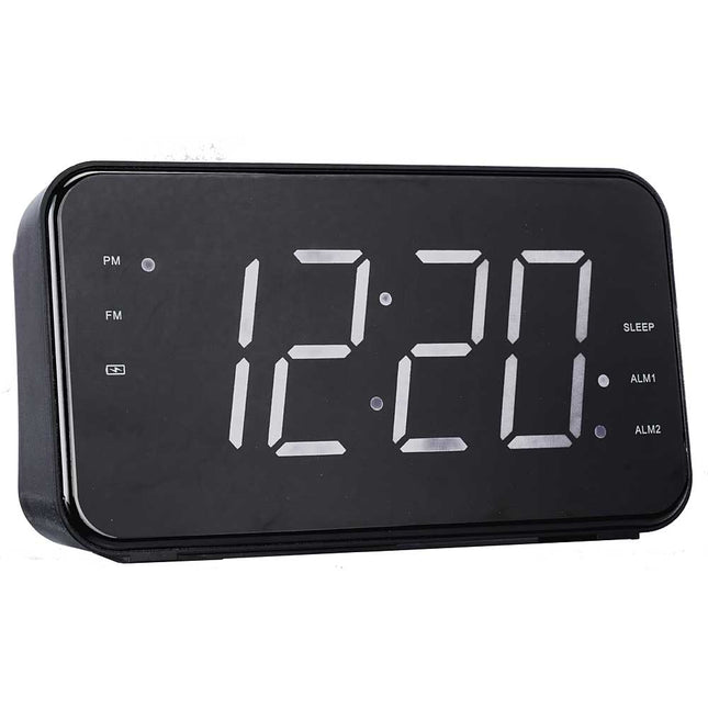 Portable FM Alarm Clock Radio, Black