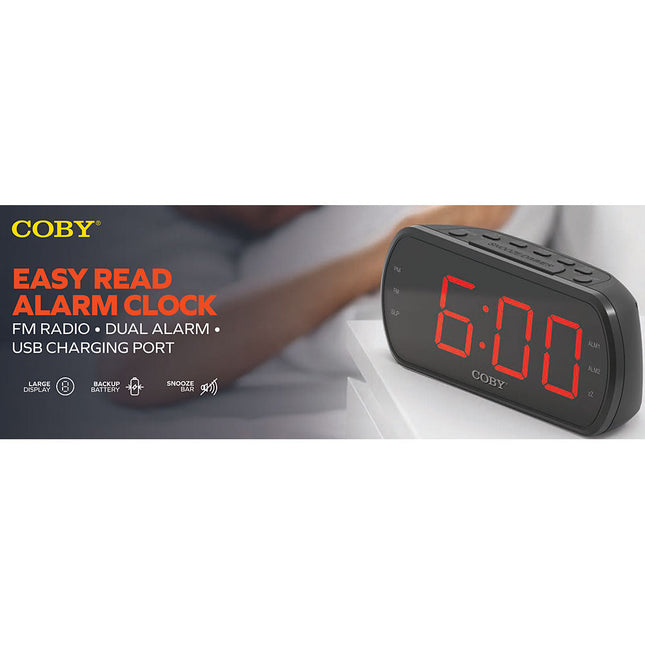 Big Digit FM Alarm Clock Radio, Black