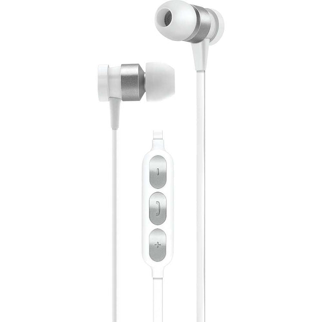 Metal Wireless Earbuds, White/Silver