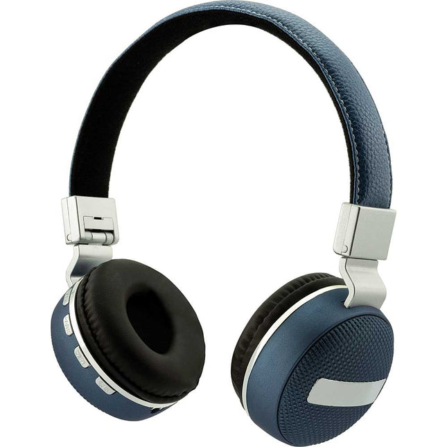 Wireless Folding Stereo Headphones, Blue/Silver