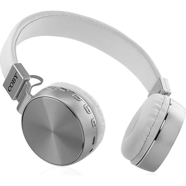 Wireless Folding Stereo Headphones, Silver/White