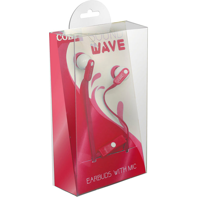 Tangle Free Wave Stereo Earbuds, Red