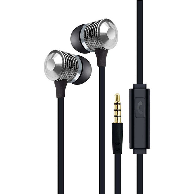 Tangle-Eree Stereo Earbuds w/Mic, Silver