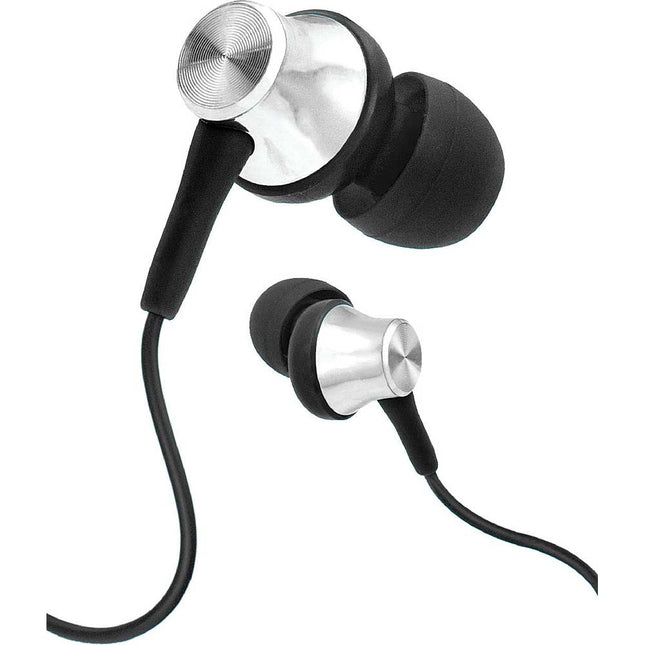 Tangle-Free Stereo Earbuds w/Mic, Black