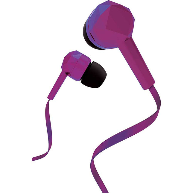 Tangle-Free Stereo Earbuds w/Mic, Purple