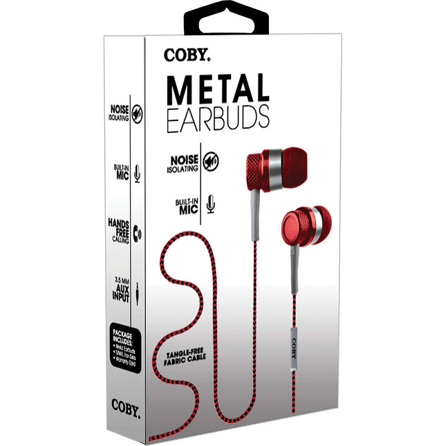 Jammerz Metal Stereo Earbuds, Red