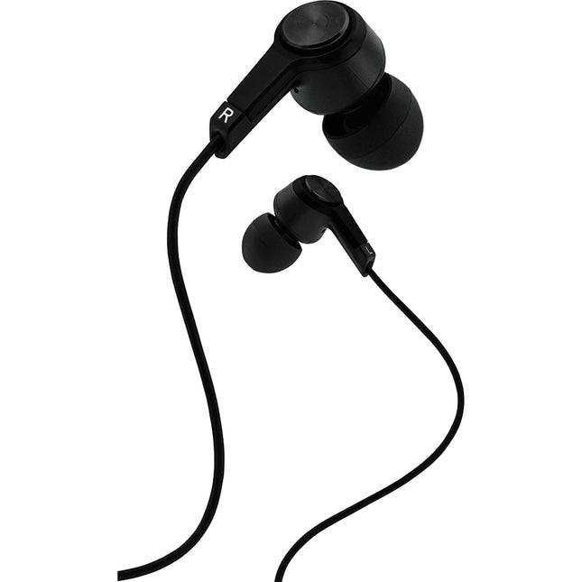 Metal Stereo Earbuds with Mic, Black