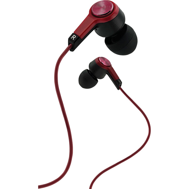 Metal Stereo Earbuds with Mic, Red