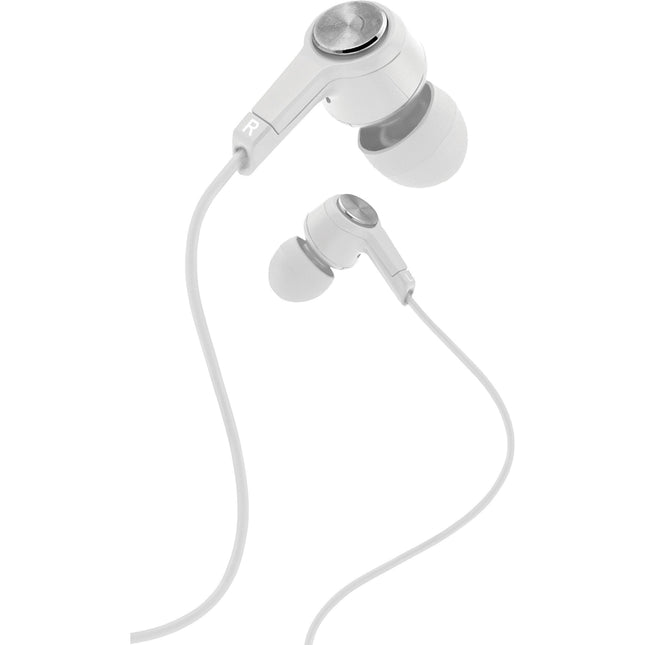 Metal Stereo Earbuds with Mic, White