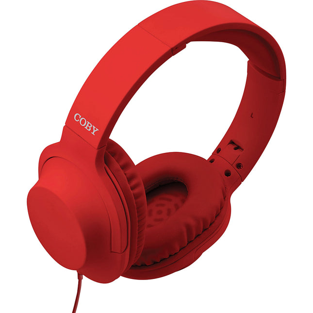 Super Bass Stereo Headphones w/Mic, Red