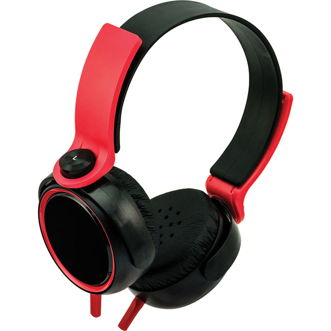 Rotatable Stereo Headphones w/Mic, Red