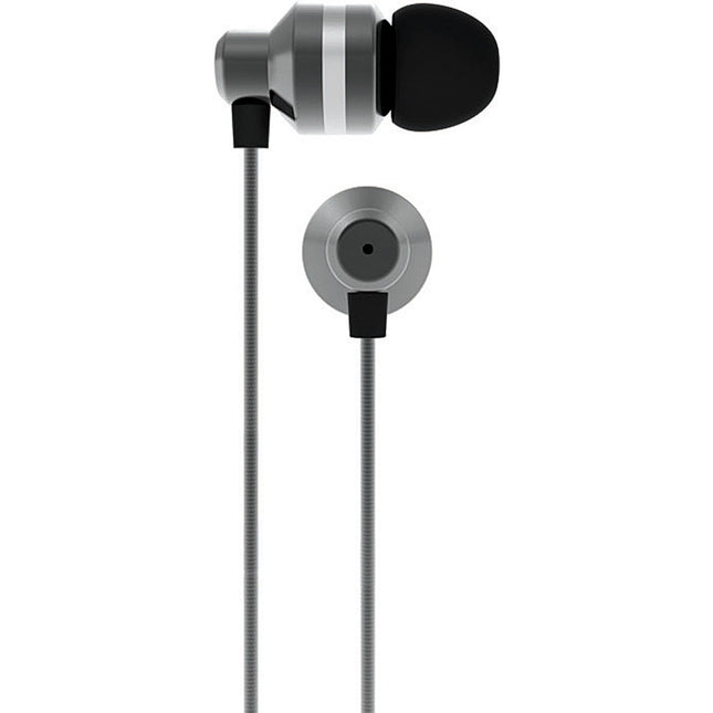 Tangle-Free Flat Cable Metal Stereo Earbuds, Silver