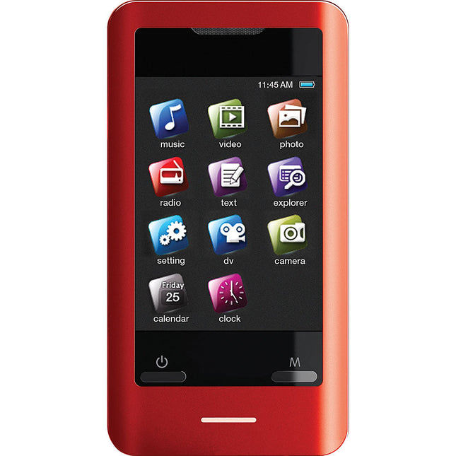 MP828-8GRD 8GB 2.8” Touchscreen Video MP3 Player with Speaker & Camera, Red