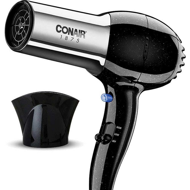 1875 Watt Full Size Pro Hair Dryer with Ionic Conditioning , Black / Chrome